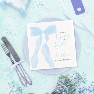 Tying The Knot Elegant Blue Bow Bridal Shower Napkin