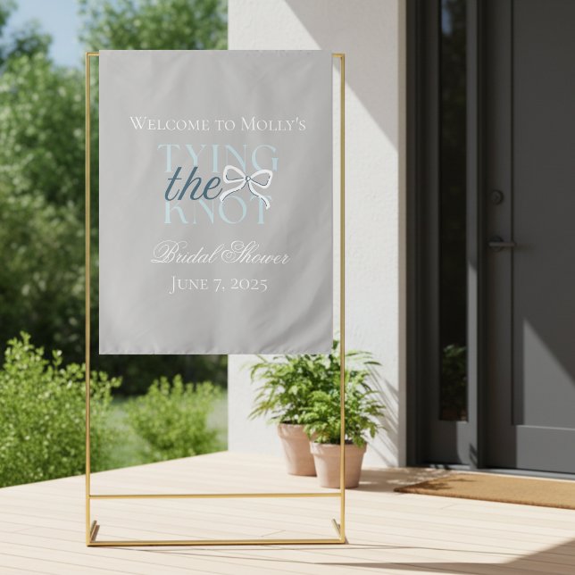 Tying the Knot – Elegant Minimalist Wedding Design Tapestry (Tying the Knot Blue Bow Bridal Shower Tapestry)