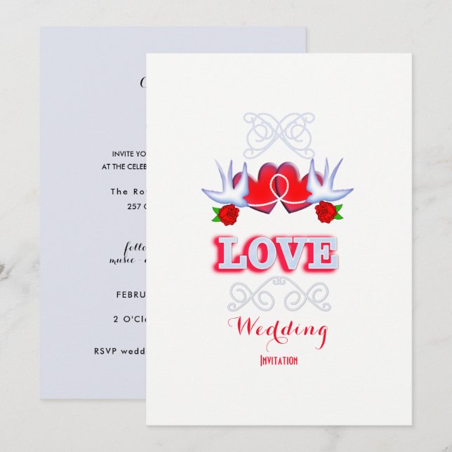 Tying The Knot Elegant Romantic Wedding Invitation (Front/Back)