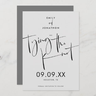 Tying the Knot Elegant Script Black Grey Save The Date