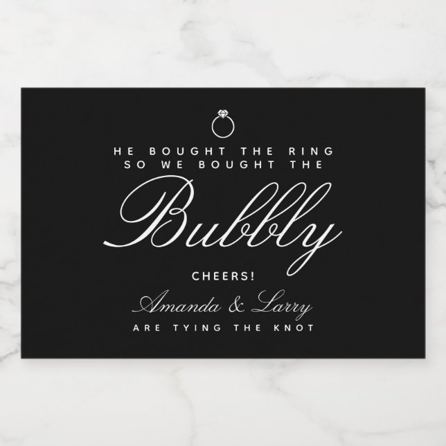 Tying The Knot Engagement Mini Sparkling Wine Labe Sparkling Wine Label (Single Label)