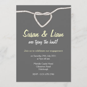 Tying the Knot Engagement Party -yellow & grey Invitation