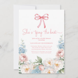 Tying the Knot Floral Bow Bridal Shower Invitation
