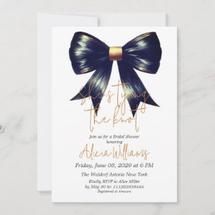 Tying the Knot Gold Black Bow Bridal Shower Invitation