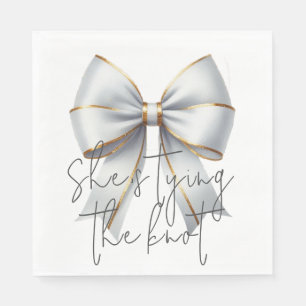 Tying the Knot Gold White Bow Bridal Shower Napkin