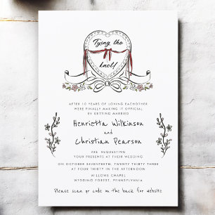 Tying the Knot Hand Drawn Heart Wedding Invitation