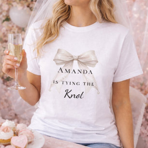 Tying the knot ivory bow pearls Bachelorette T-Shirt