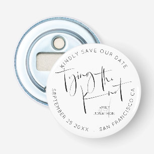Tying The Knot Keepsake Black White Save The Date Bottle Opener