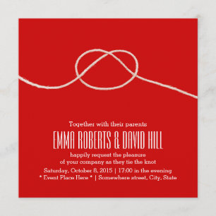 Tying the Knot Love Big Red Wedding Invitation