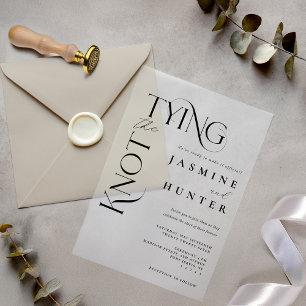 Tying the Knot Minimal Modern Elegant Wedding Vellum Invitations