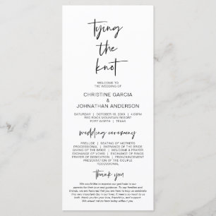 Tying the knot, Modern Minimalist Wedding Program Programme