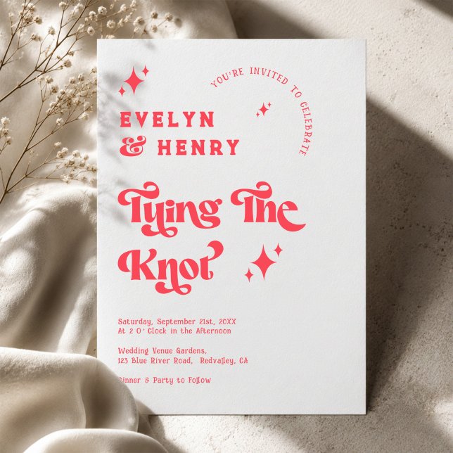 Tying the knot Modern Retro Script Wedding Invitation (Creator Uploaded)