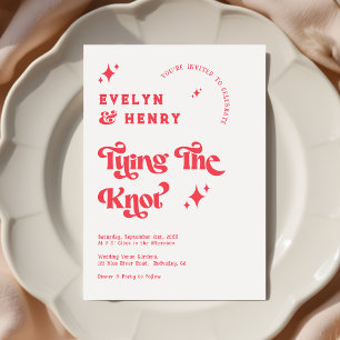 Tying the knot Modern Retro Script Wedding Invitation