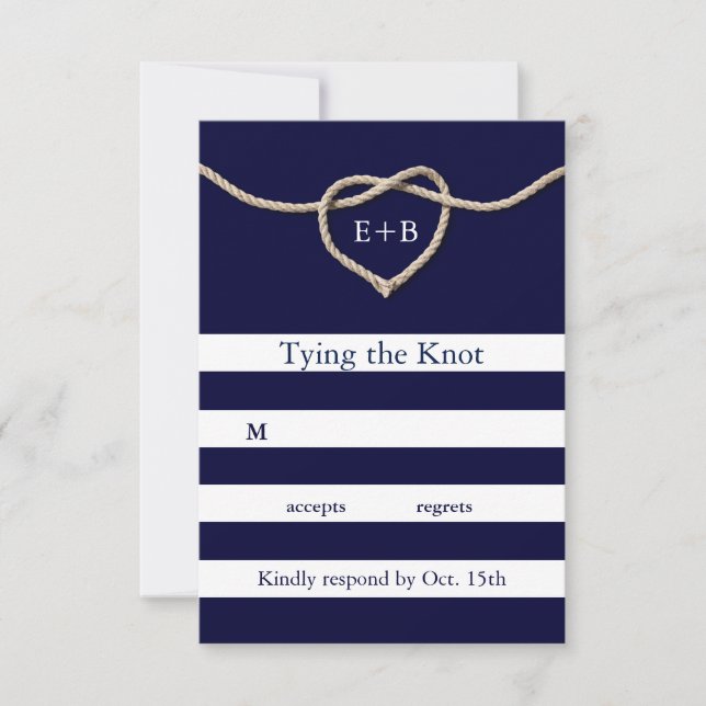 Tying the Knot Navy RSVP Card (Front)