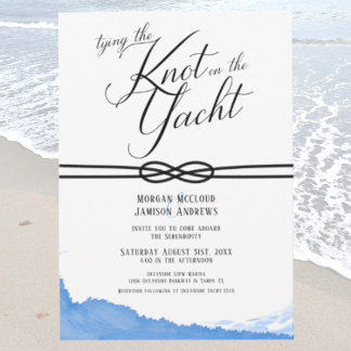 Tying the Knot on the Yacht Ocean Blue Watercolor Invitation