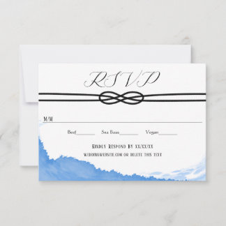 Tying the Knot on the Yacht Ocean Blue Watercolor RSVP Card
