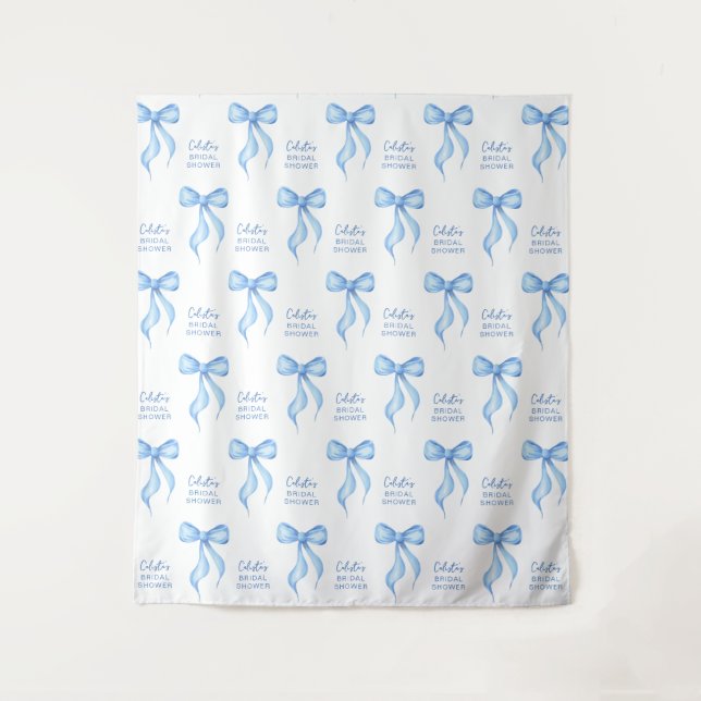 Tying the Knot Personalised Bridal Shower Backdrop Tapestry (Front)