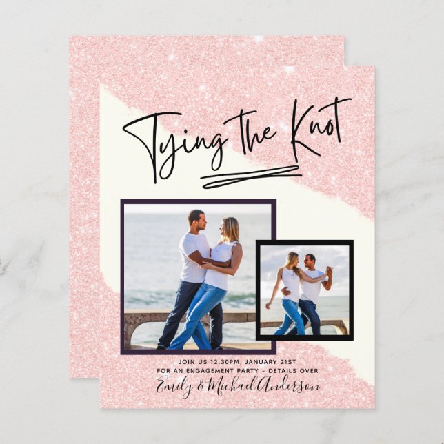 Tying The Knot - Photo Engagement Party Invitation (Front/Back)
