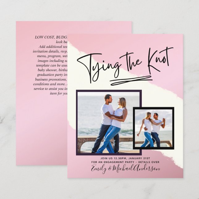 Tying The Knot - Photo Engagement Party Invitation (Front/Back)