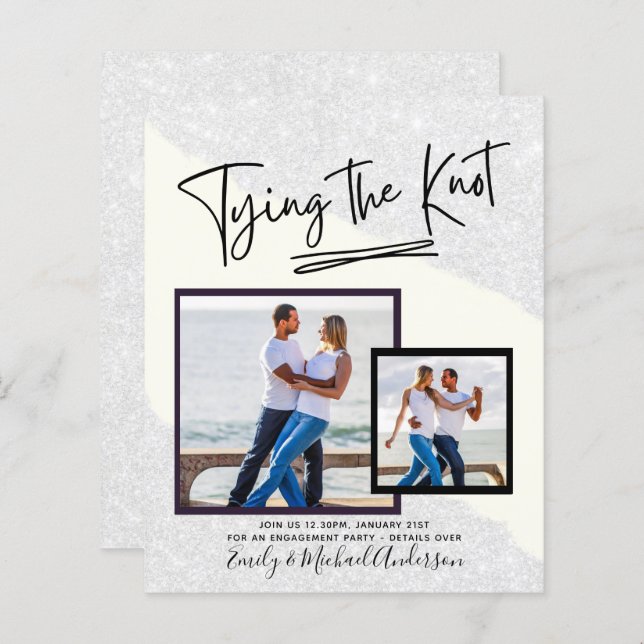 Tying The Knot - Photo Engagement Party Invitation (Front/Back)