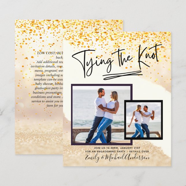 Tying The Knot - Photo Engagement Party Invitation (Front/Back)