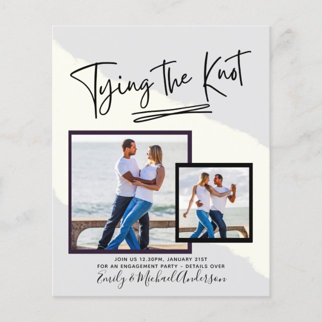 Tying The Knot - Photo Engagement Party Invitation Flyer (Front)