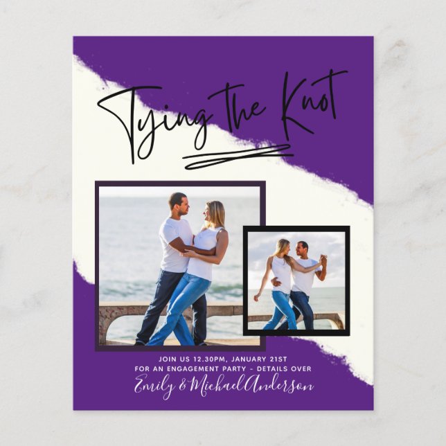 Tying The Knot - Photo Engagement Party Invitation Flyer (Front)