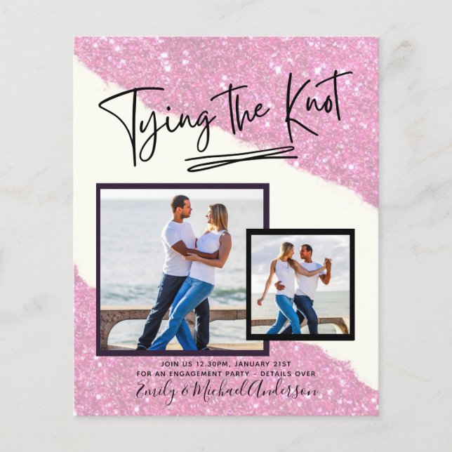 Tying The Knot - Photo Engagement Party Invitation Flyer (Front)