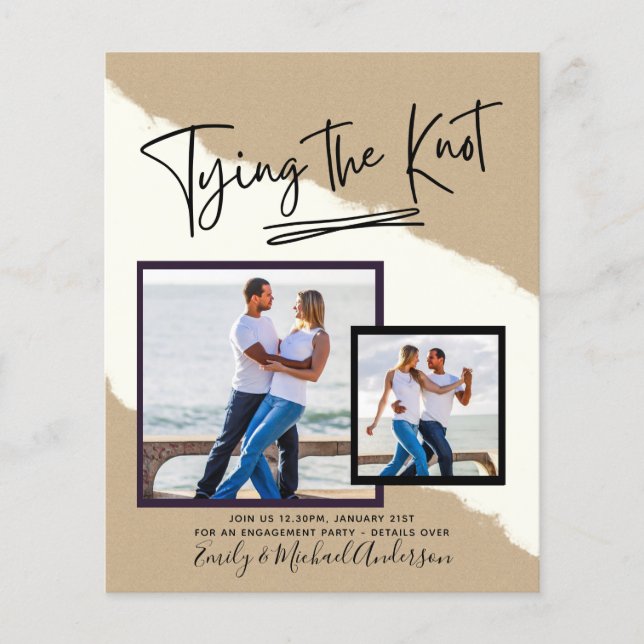 Tying The Knot - Photo Engagement Party Invitation Flyer (Front)