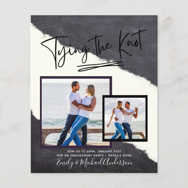 Tying The Knot - Photo Engagement Party Invitation Flyer (Front)