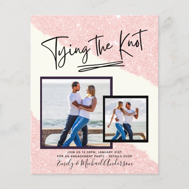 Tying The Knot - Photo Engagement Party Invitation Flyer (Front)