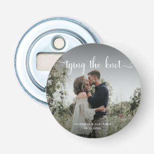 Tying the Knot Photo Overlay Modern Minimal Script Bottle Opener