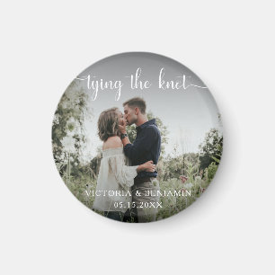 Tying the Knot Photo Overlay Modern Minimal Script Magnet