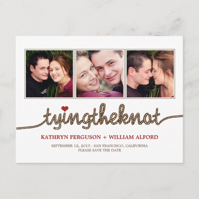 Tying The Knot Photo Save The Date Card (Front)