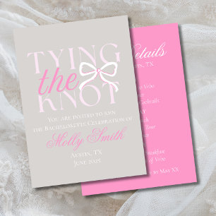 Tying the Knot Pink Bow Bachelorette Itenirary Invitation