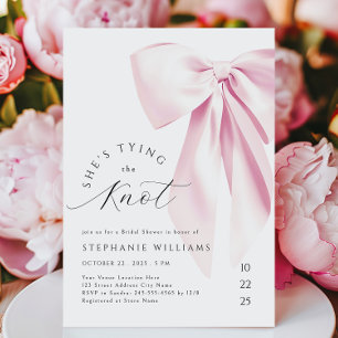 Tying the Knot Pink Bow Bridal Shower Invitation
