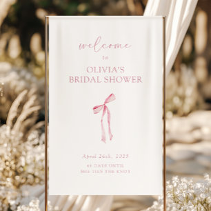 Tying the Knot Pink Bow Bridal Shower Welcome Banner