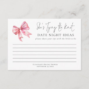 Tying The Knot Pink Bow Date Night Ideas Card