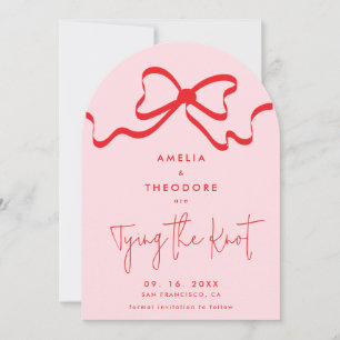 Tying the Knot Red Bow Photo Save the Date Card