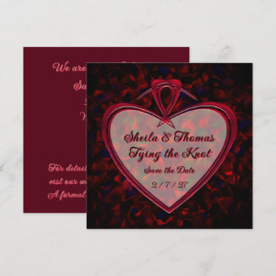 Tying the Knot Red Heart Rose Petals Save The Date