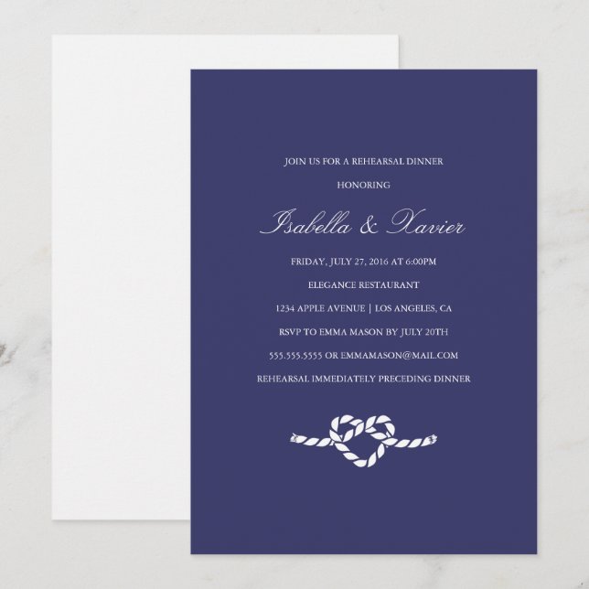 Tying The Knot | Rehearsal Dinner Invitation (Front/Back)