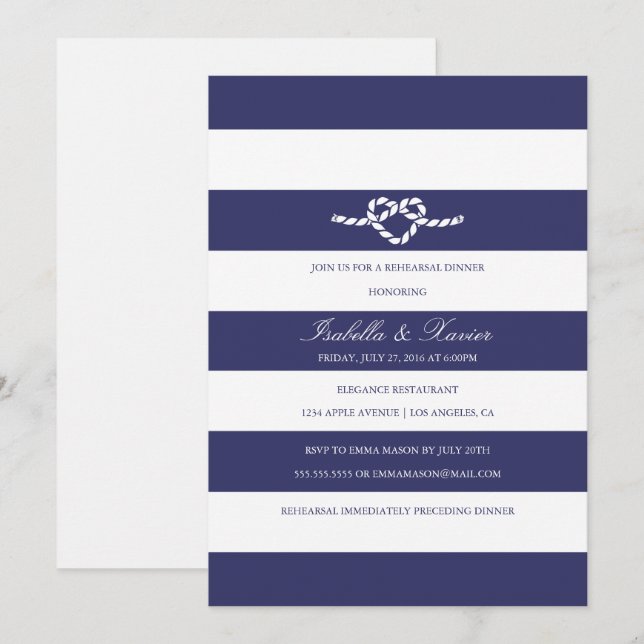 Tying The Knot | Rehearsal Dinner Invitation (Front/Back)