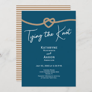 Tying the Knot Rope Coastal Blue Nautical Wedding  Invitation
