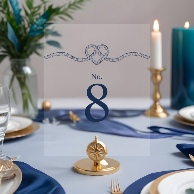 Tying The Knot Rope Heart Nautical Navy & White Acrylic Sign (Tying The Knot Rope Heart Nautical Navy & White Acrylic Sign)