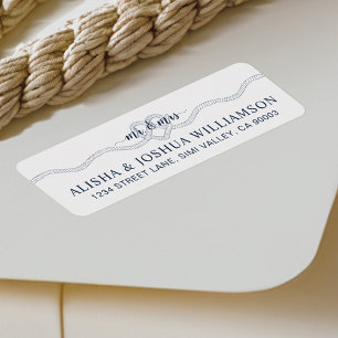 Tying The Knot Rope Heart Navy Mr & Mrs Nautical
