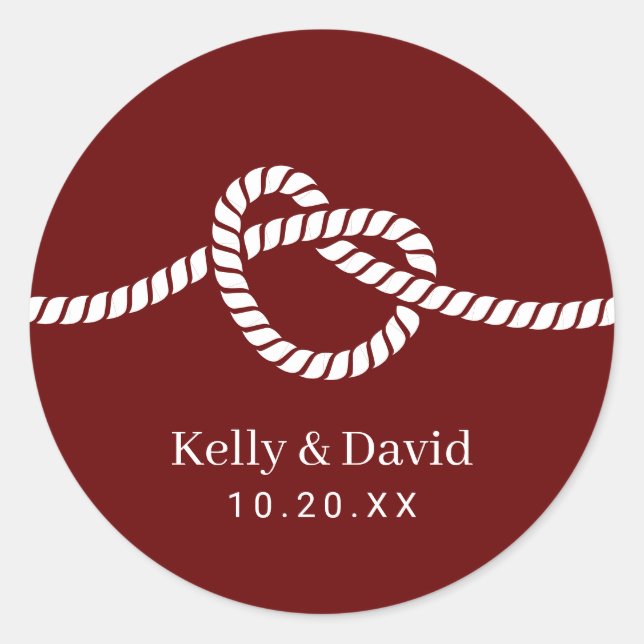 Tying the Knot Rope Heart Red Wedding Seal (Front)