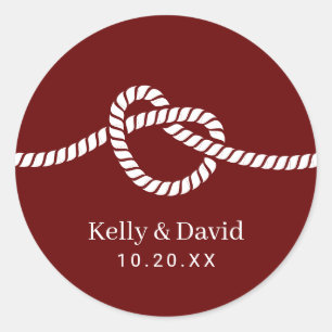 Tying the Knot Rope Heart Red Wedding Seal