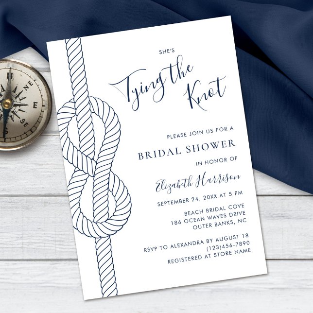 Tying The Knot Rope Nautical Bridal Shower Invitation (Creator Uploaded)