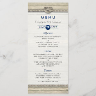 Tying The Knot Rustic Beach Wedding Menu