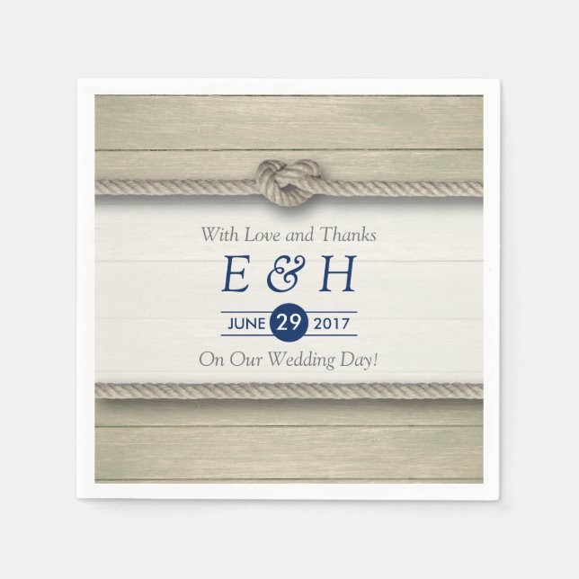 Tying The Knot Rustic Beach Wedding Napkin (Front)